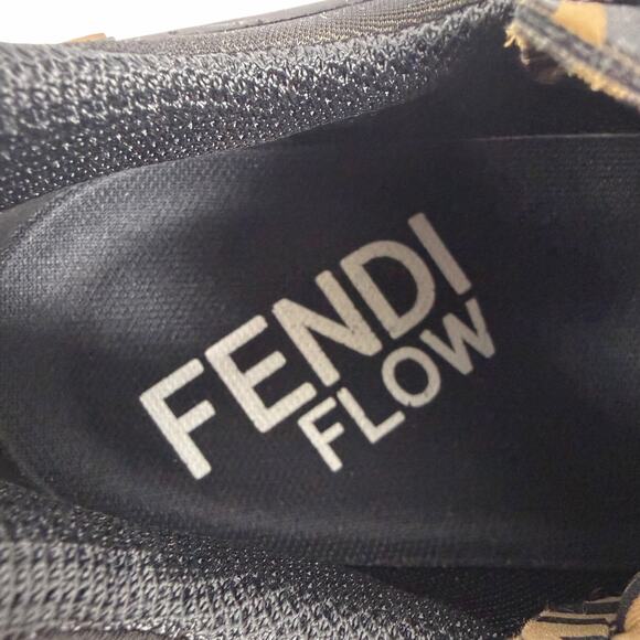 Fendi Flow Sneaker Zucca FF Logo Monogram Black Leather Size 9/ US 10